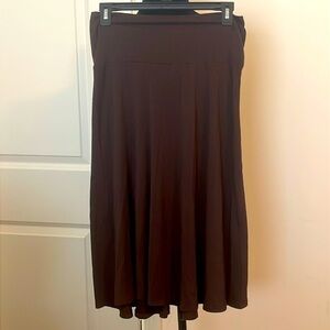 LOCK & LOVE Brown Stretch Lightweight Midi Skirt Size M